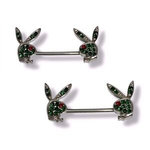 Playboy 9/16” 14 Gauge 316L Cubic Zirconia Bunny Nipple Rings
